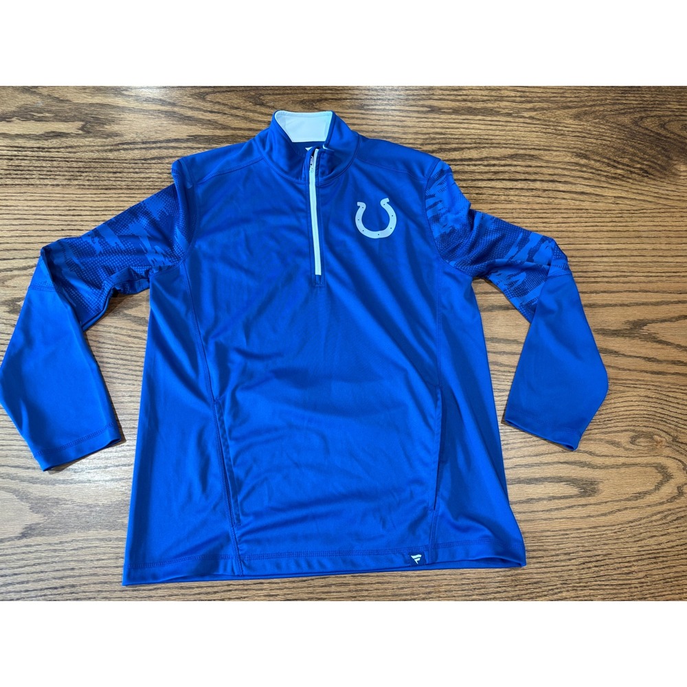 Fanatics Indianapolis Colts Mens Quarter Zip Pullover Blue NFL Logo Size Medium